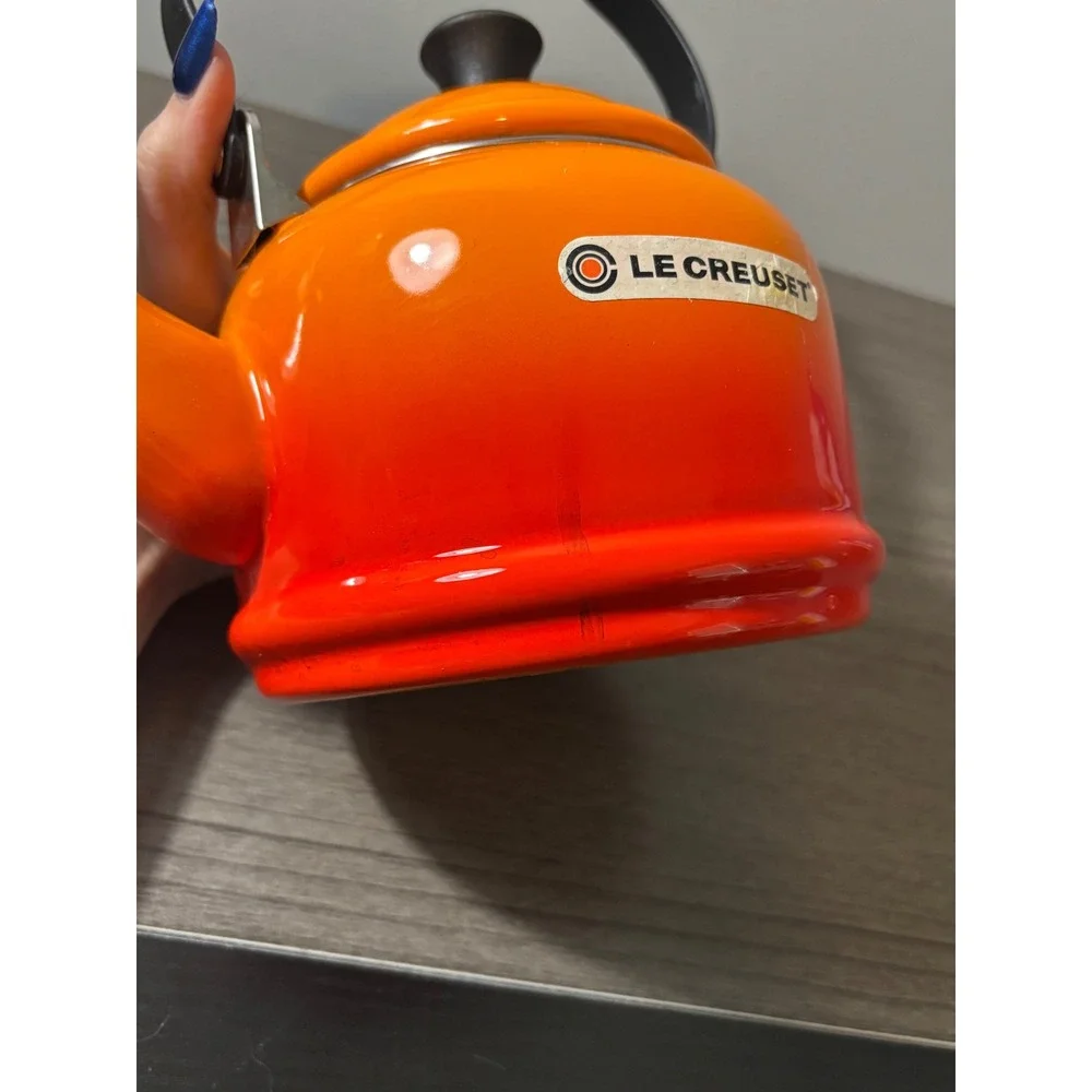 Le Creuset Enamel on Steel Whistling Tea Kettle 1.25 Quarts In Color Flame